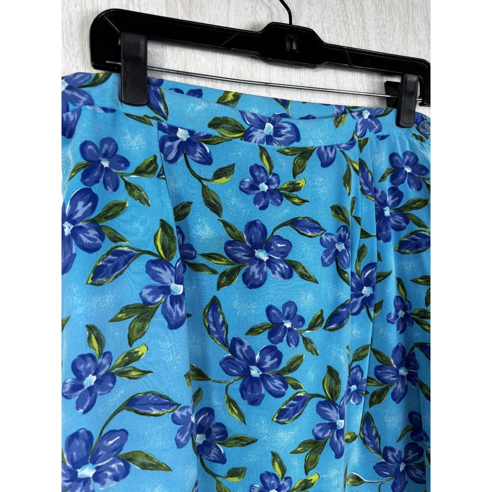 Pendleton Silk Midi Skirt Blue Floral A-Line‎ Classic Preppy Women 12 - Picture 4 of 8